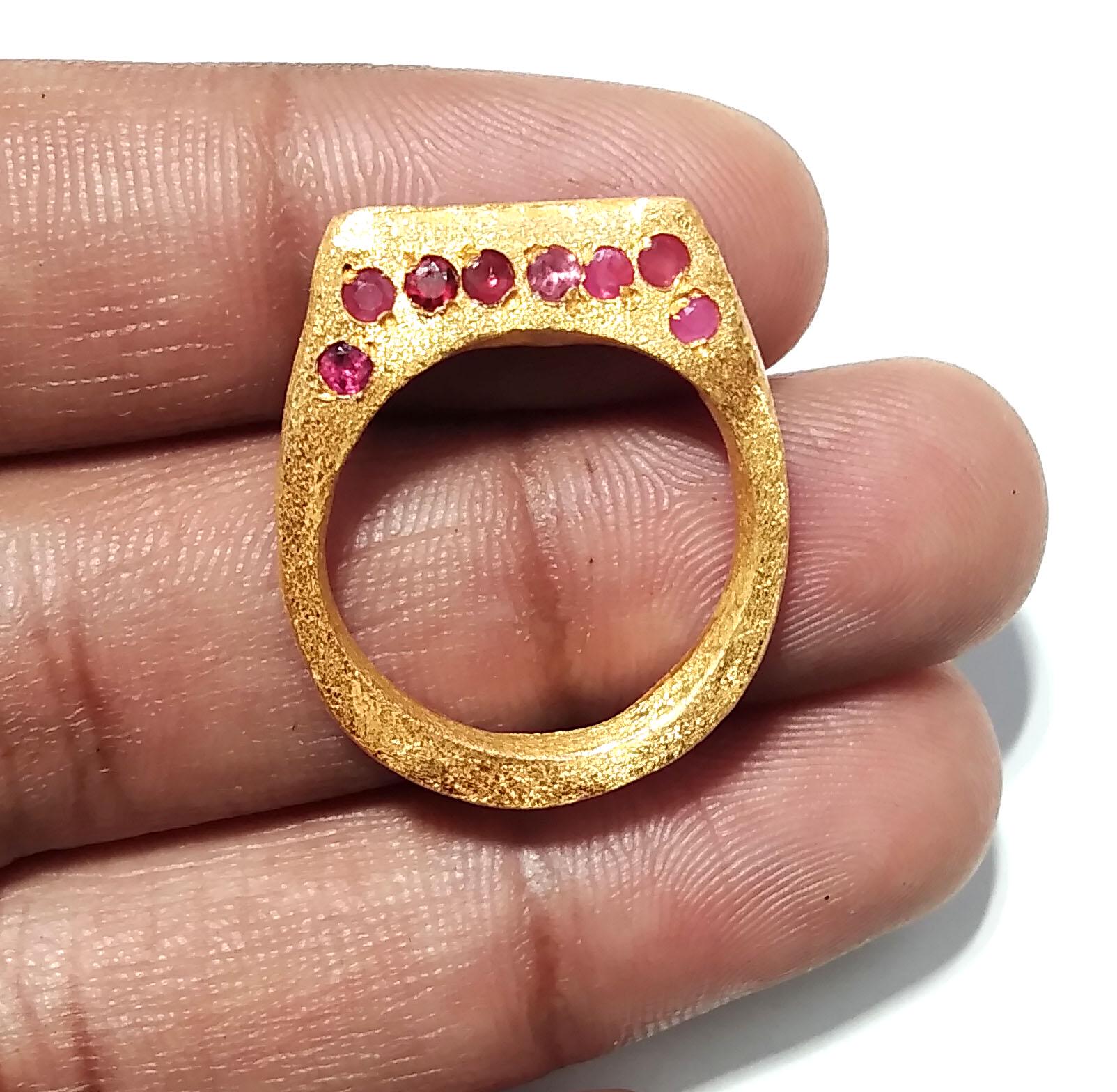 Natural Red Ruby Ring, Solid 925 Sterling Silver Gold Plated Ring, Beautiful Silver Design Red Ruby Ring, Handmade Ring, Gift Birthday Ring